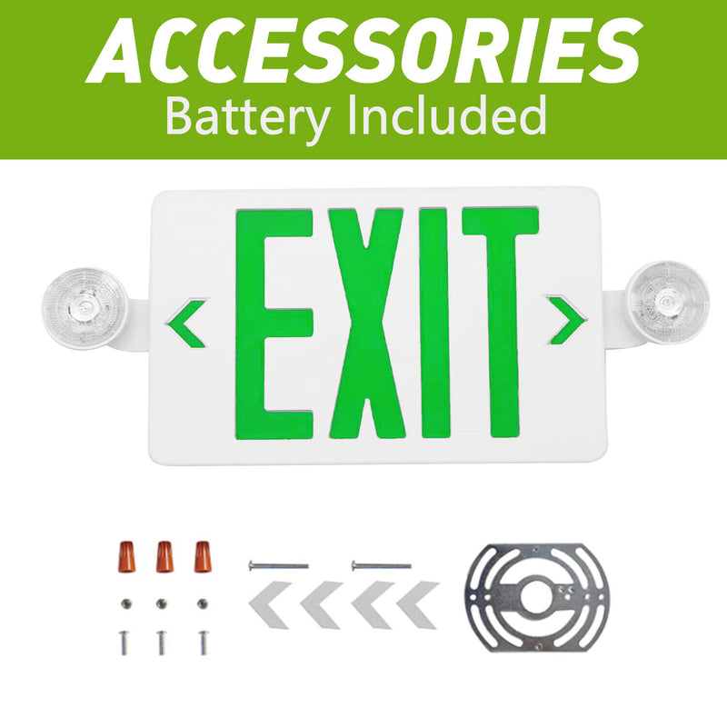 Led Red/Green LED Exit Sign, UL-Listed Emergency Light - Dual LED Lamp ABS Fire Resistance